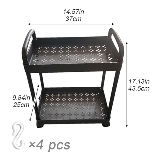 Chariot de rangement multifonctionnel avec roues et double plateau - 4