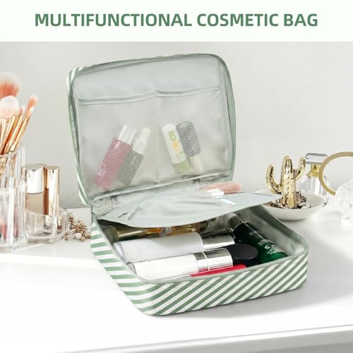 Image of BAGAIL 8 Set Packing Cubes Luggage Packing Organizers for Travel Accessories-White and Matcha Stripe