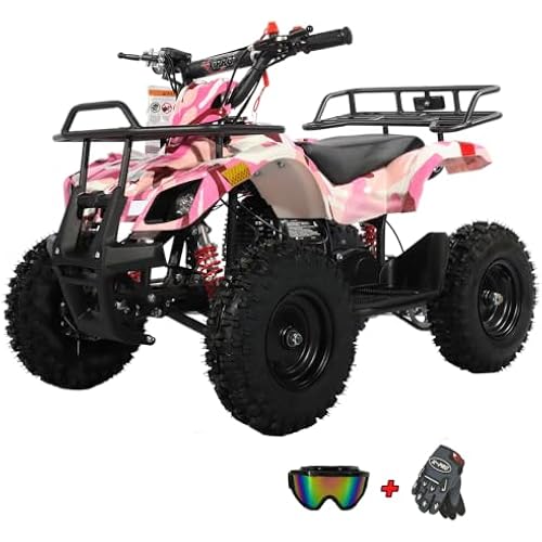 X-PRO Kids Gas Powered ATV 4 Wheelers 40cc ATV Quads, Pull Start! Disc Brake! 6" Tires! (Pink Camo)