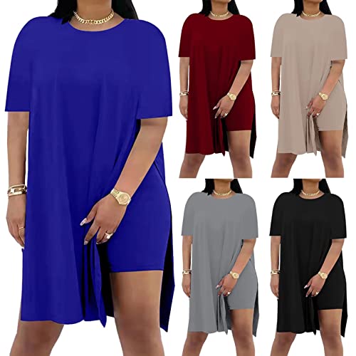 AXOSY Women Plus Size 2 Piece Outfits Short Sleeve Tunic Tops and Skinny Biker Shorts Sets Tracksuits4