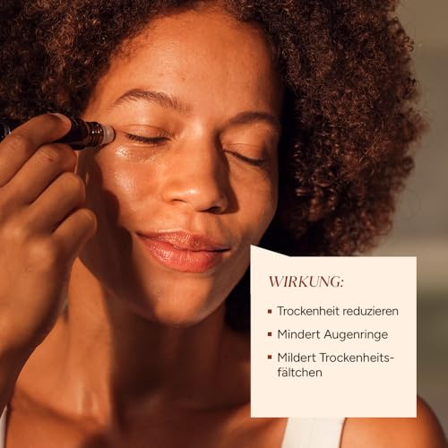 JUNGLÜCK Hyaluron Augengel Roll On - Vegan | Anti Aging Augenroller gegen Falten und Augenringe mit BIO Aloe Vera - Kühlendes Gel mit Koffein für einen strahlende Blick | Augenserum wirkt abschwellend