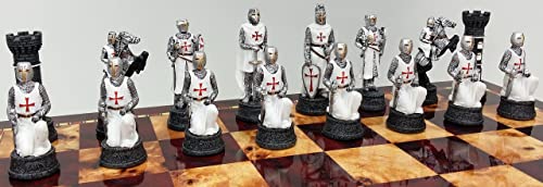 Medieval Times Crusades Maltese Armored Knight Red And White Chess Men Set No Board #TOP4