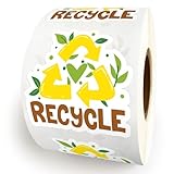 Bttwkco 500pcs Recycle Stickers Roll - Small Business Reused Package, Eco-Friendly, Earth Day, Happy Mail Recycling Labels - Handmade