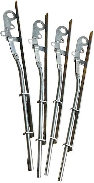 24" Inch Mechanical Cane Bolt, 1" Bracket, Gate Drop Rods & Stopper Heavy Duty Steel, Zinc Plated Finish, Set of 4