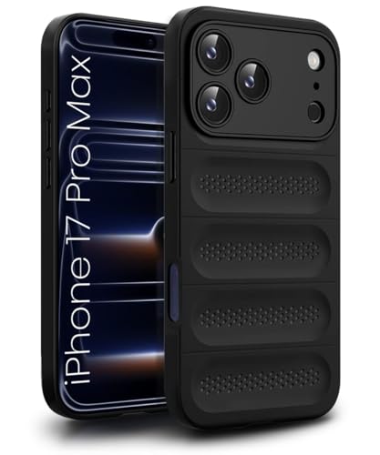 Image of WOW IMAGINE Ultimate Silicone Back Cover Case for iPhone 17 Pro Max | Heat Dissipation Thin Soft TPU | 360 Camera Protection | Breathable Cooling Holes - Pitch Black