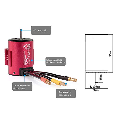 Goolrc Surpass Hobby 3650 3900Kv Brushless Motor With Heat Sink And 60A Esc With Bec Waterproof For 1/10 1/8 Rc Car Truck #TOP3