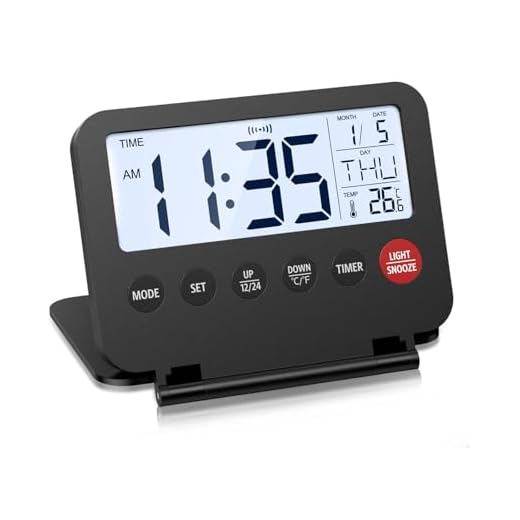 ORIA Digital Travel Alarm Clock, Small Foldable Alarm Clock, Battery Operated LCD Desk Clock