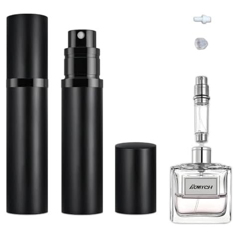 ACMYCH 2PCS Perfume Travel Refillable Bottle, Bottom-Filling Fragrances Perfume Atomizer, Empty Mini Cologne Dispenser, Portable Sprayer Pocket Size for On the Go 5ml (Black) Cover