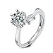 Regalo personalizzato fede da donna platino argento 14 carati diamante da laboratorio fiore foglie 6 artigli 1 ct pietra preziosa dimensione madre per signore fidanzamento gioielli, 59, Oro bianco 14 immagine