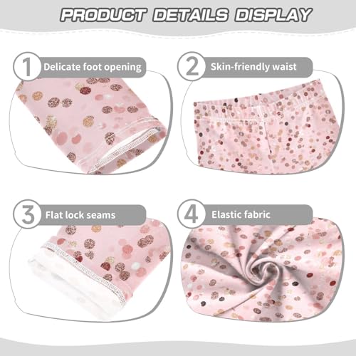 Rose Gold Pink Glitter Kids Girl's Basic Leggings Soft High Waisted Activewear Sports3