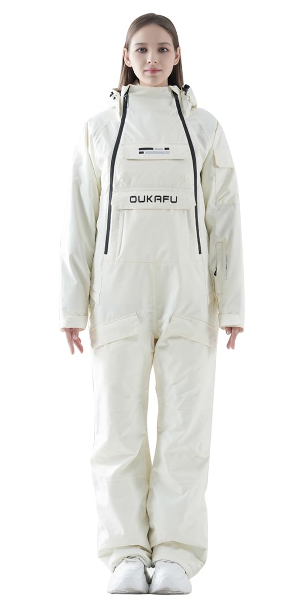 OUKAFU Women One Pieces Ski Suits Waterproof Ski Jumpsuits Winter Onesies Snowsuits Snowboard Coveralls for Snow Sports