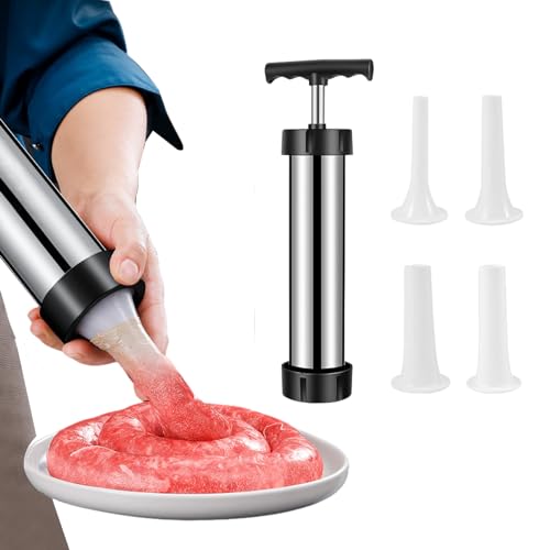 Smavles Manueller Wurstfüller, 4 Düsen, Handbetrieben, Edelstahl & PP,...