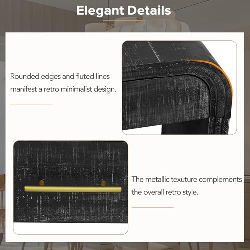 Bellemave 59" Retro Console Table with 2 Drawers & Curved Corners, Wooden Sofa Tables Behind the Couch, Narrow Entryway Table with Storage for Entrance, Hallway & Living Room (Antique Black) by Bellemave - Image 6