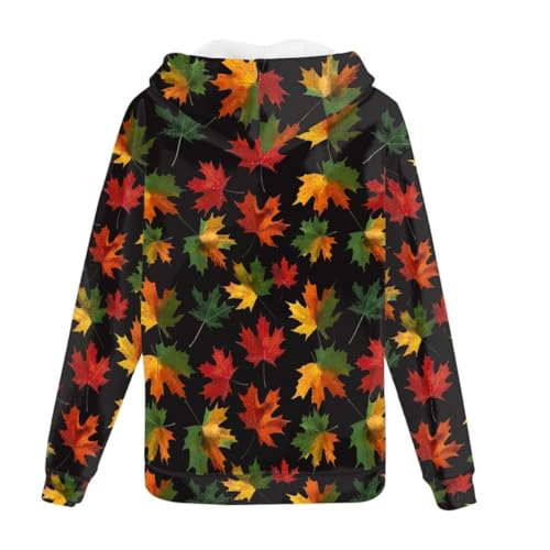 GLUDEAR Mens Maple Leaf Print Hoodie Long Sleeve Full Zip Pullover Tops Streetwear Sweatshirt Hoodies XS-5XL2