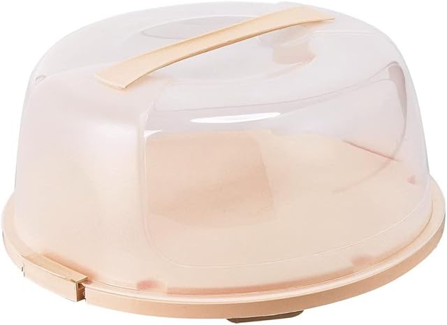 Cake Carrier Holder Containers Plastic Large, Plastic Cake Box with Lid Cake Storage, Cake and Cupcake Holder Carrier Container, Food Holder BPA-Free (Brown, Round)