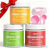 Jelly Mask For Facial Skincare Gift Kits, Peel-Off Hydrating Icy Jelly Mask, Hydrogel Jelly Face Mask Set,Turmeric Vitamin C, Rose & Green Tea,Diy Home Spa Kit - Gift for Him & Her