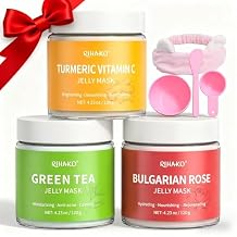 Jelly Mask For Facial Skincare Gift Kits, Peel-Off Hydrating Icy Jelly Mask, Hydrogel Jelly Face Mask Set,Turmeric Vitamin C, Rose & Green Tea,Diy Home Spa Kit - Gift for Him & Her