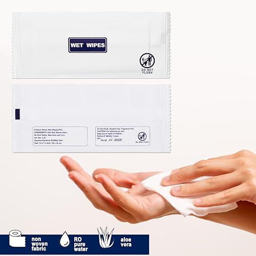 Image of 100 Pack Wet Wipes Individually Wrapped, Unscented Travel Hand Wipes