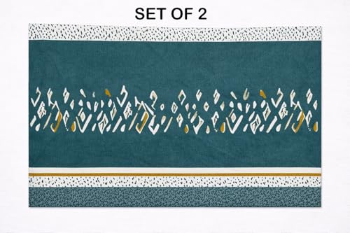 Image of Designer Floral Printed Flat Bedsheet for Double Bed 200tc to 220tc | Ultra Soft Cotton Fabric | King /Queen Size Top Sheet with 2 Matching Pillow Covers - 228 x 228 Cm, Teal Green