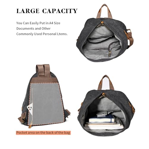 Image of KL928 Canvas Vintage Backpack - Large Casual Daypack Outdoor Travel Rucksack Hiking Backpacks for Men Women