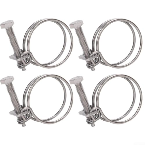 Lot de 4 colliers de serrage sécurisés en acier inoxydable 304 pour tuyaux, convient pour l'ingénierie mécanique et les applications domestiques (50-55 mm)