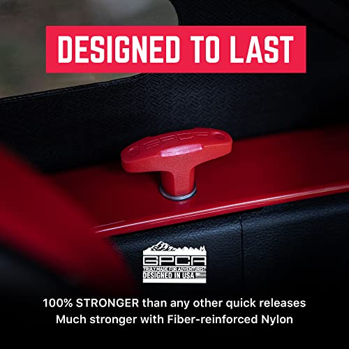Image of GPCA Quick Release Tie Down GP Anchor PRO w /Nut, Wrangler JK 2007-2018 | T-Handle, Jeep JK Hardtop Bolts & Cargo Hooks, M8 25mm Thumbscrew, Jeep Wrangler Accessories (6PC, Red)