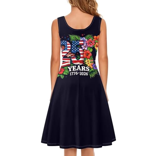Image of Women Stylish Tank Dresses Sleeveless Round Neck Midi Casual Dress with Pocket for Summer