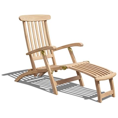 Jati Teak Steamer Chair with Reclining Backrest Cover