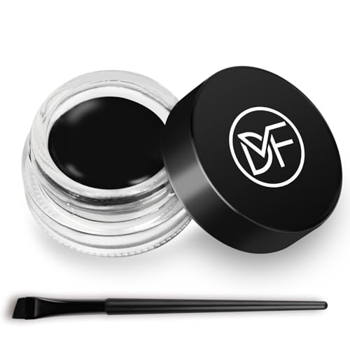 DuralineMakeupFixer Eyeliner Gel Set,Long Lasting Waterproof High-Intensity Pigments Smudge-Proof Eye liner Makeup With 5.51 IN Long Eyeliner Brush Water-Resistant Creamy Gel 5G-Black