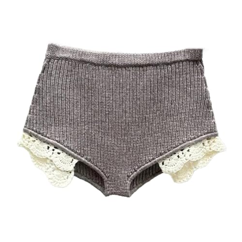 Short en dentelle au crochet mini pantalon taille haute coupe ajustée Y2k