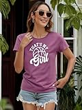 Camiseta estampada para mujer, estilo gráfico casual con ajuste relajado para vestirse a diario y atuendos simples, Baloncesto morado, S
