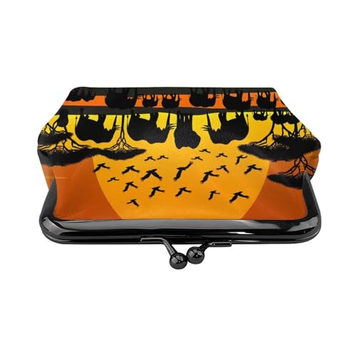 Pu Leather Buckle Coin Purse African-Sunset-Elephants Girls Kiss-Lock Change Purse Wallets2