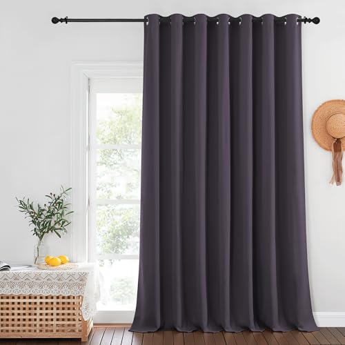 NICETOWN Privacy Room Divider Curtain Thermal Blackout Curtain for Patio Door, Living Room, Bedroom Partition and Shared Office Space, 1 Grommet Panel, Greyish Purple, 100 inch x 108 inch Long