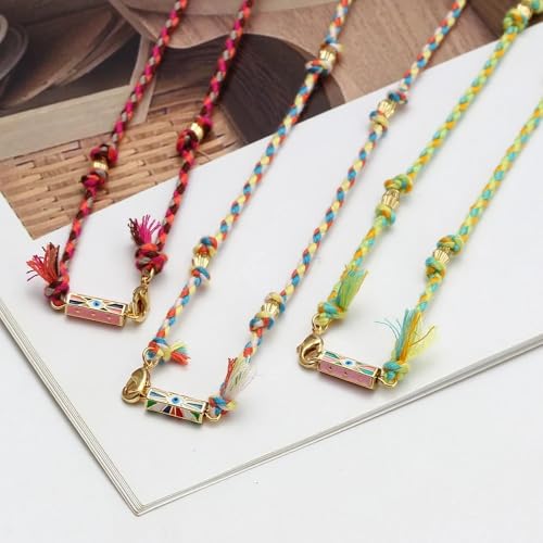 Collier tressé Evil Eye porte-bonheur avec pendentif Rainbow ajustable - 2