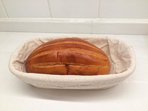 Eoocvt 8.2 Inch Oval Long Banneton Brotform Bread Dough Proofing Rising Rattan Handmade Basket With Linen Liner Cloth - 21 X 14 X 8Cm #TOP4