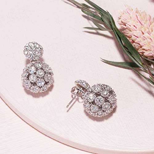 Circle Stud Front And Hollow Design Ball Back, Double Side Crystal Earrings #TOP3