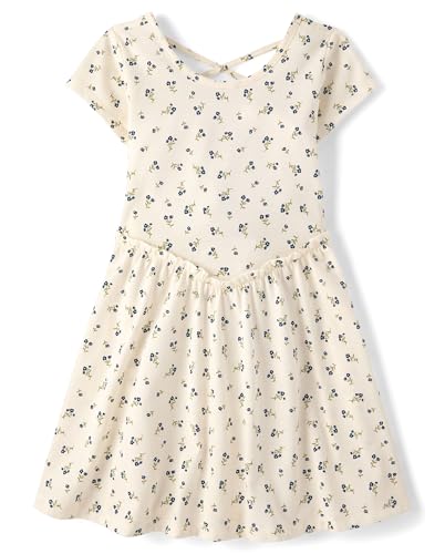 The Childrens Place Girls Skater Dress Short SleeveFair Ivory Small
