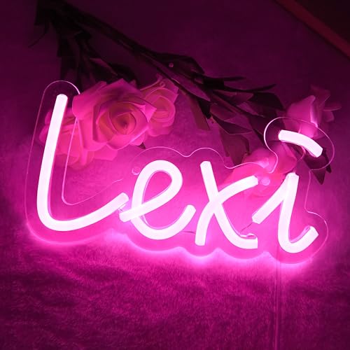 Image of Lexi Name Neon Sign,LED Name Neon Light for Kids Bedroom,Birthday Party Decoration,Neon Sign Customizable for Girl,Birthday Name Deocr,Size 9 * 4.7 Inches(JTLD018-8)