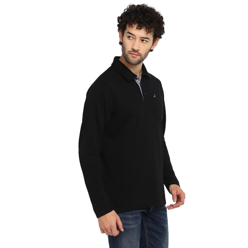 Image of AMERICAN CREW Full Sleeves Polo Collar T-Shirt with Pocket for Men