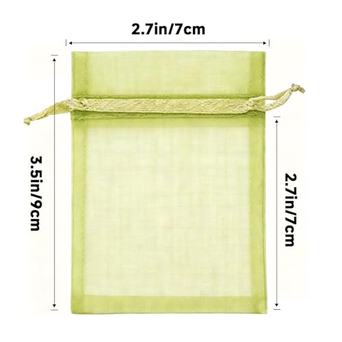 Image of Joycraft 50pcs Organza Bags - 2.7 inchx3.5 inch Sheer Drawstring Gift & Party Favor Bags, Sage Green, Jewelry & Makeup Pouches, Candy Packaging