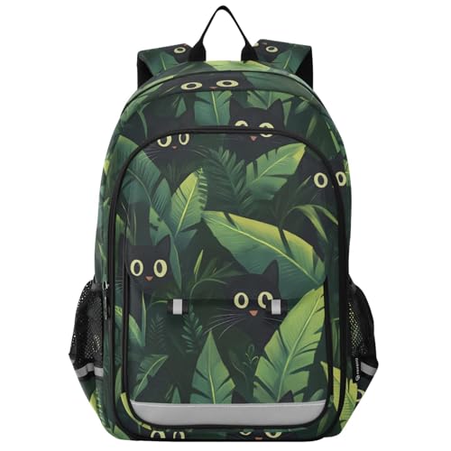 Sac à dos pc portable confortable chat noir imprimé exotique avec grand compartiment
