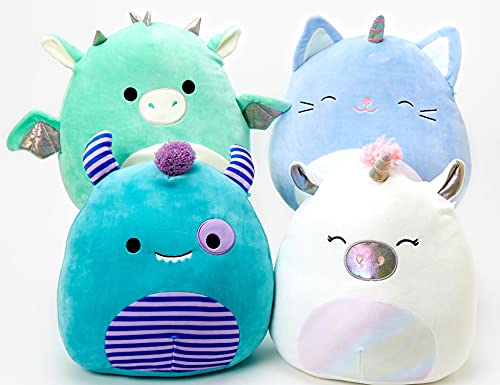 Squishmallow Official Kellytoy Mystery 4 Pack ~ 8 Inch, 5 Inch, 3.5 Inch Clip And 2" Mini Squishville Set #TOP4