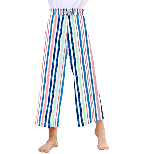 V.&Grin Girls Wide-Leg Pants, Summer Flowy Dress Lounge Stretchy Palazzo Pants For Girls 7-16 Years(Stripe M) #TOP26