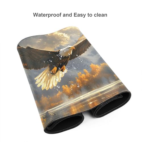 Image of Fall Eagle Landscape Extended Gaming Mouse Pad, with Stitched Edges Large Mouse Pad Desk Protector, Rubber Base Mousepad Keyboard Mouses Mat for Work Game Office Home- 32 inch X 12 inch Inch,E710