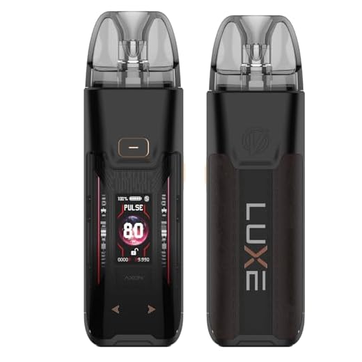 ‌Vaporesso Luxe XR Max 2 Kit 80W – E-Zigarette Knopfzug (Button Draw), integrierter 3200-mAh-Akku, 5-ml-Pod-Kartusche, GTX-Heizwendel, MTL/DTL-Modus, No Nicotine (Dunkelschwarzes Leder)