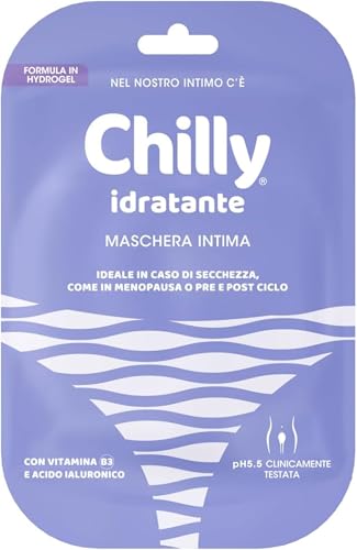 Chilly, Maschera Idratante per le Parti Intime Femminili, Formula in Hydrogel, Con Vitamina B3 e Acido Ialuronico, Secchezza, Menopausa, Pre e Post Ciclo, Formula a pH5.5, Clinicamente Testata