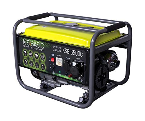 K&S Basic KSB 6500C Benzineerator, maximaal vermogen 5500 W, generator met automatische spanningsregelaar (AVR), uitgangsspanning 12 V, stroomgenerator met kortsluitbeveiliging, beschermingsklasse - Afbeelding 3