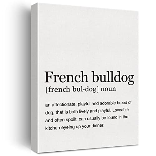 Lexsivo French Bulldog Definition Print Canvas Wall Art Home Office Decor Modern Dog Painting 12X15 Canvas Poster Framed Ready To Hang Dog Lovers Artwork #TOP29