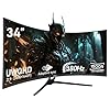 ZZA UltraWide Monitor curvo de 34 pulgadas 1500R Pantalla de PC 180hz Frecuencia de actualización WQHD 3440×1440 Monitor de juegos de computadora VA PanelAMD FreeSync Premium | HDR10 | 99% sRGB | VESA