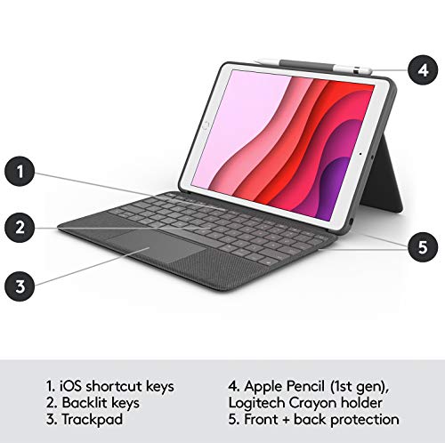 Logitech Combo Touch iPad 7th 8th and 9th Generation Keyboard - Graphite - image 7